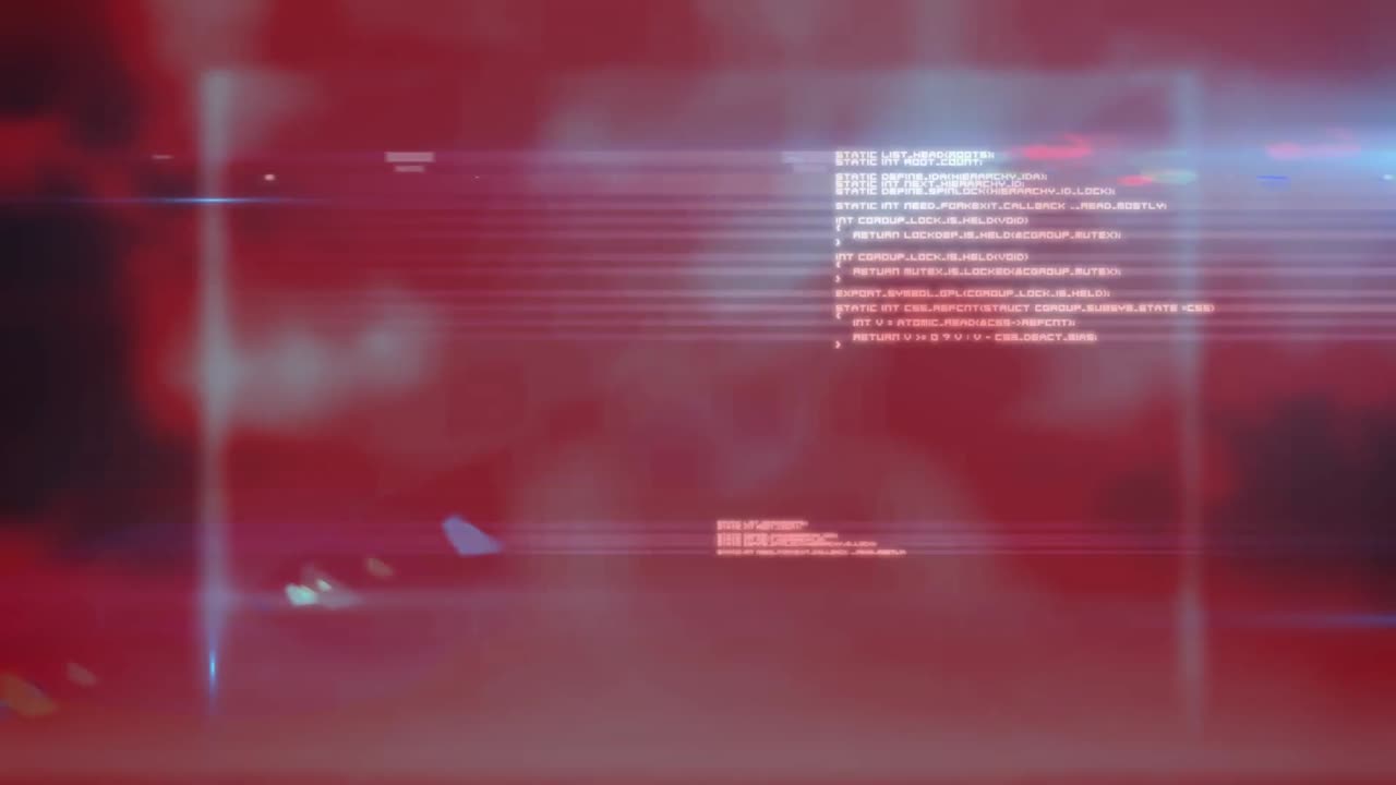 animación del procesamiento de datos sobre un fondo rojo