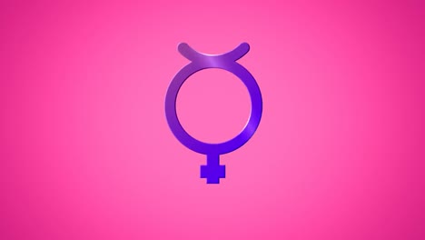 Animation-of-purple-non-binary-symbol-on-pink-background