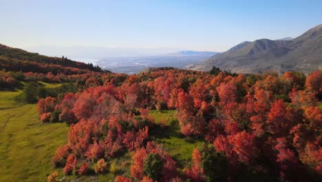 Drohnenaufnahme-Einer-Malerischen-Aussicht-Mit-Herbstfarben-In-Den-Bergen