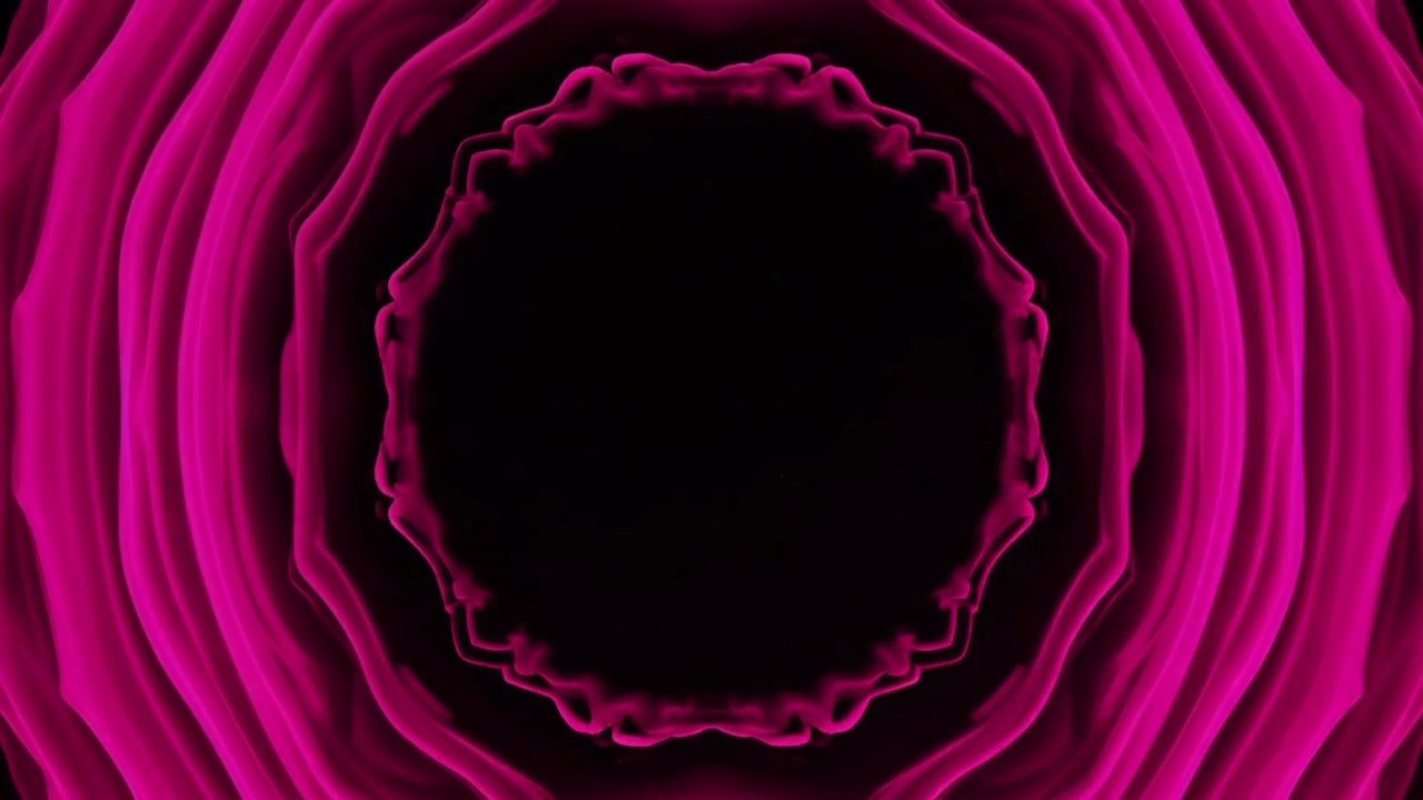 Increspature circolari rosa astratte che si espandono su sfondo nero