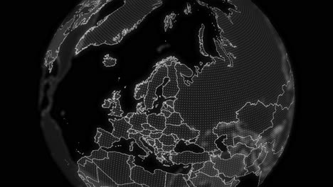 estonia país alfa para la edición de datos tecnología de análisis de globo giratorio, video cinematográfico muestra un globo digital giratorio, haciendo zoom en estonia país alfa para la edición de plantilla