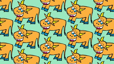kids drawing pop art seamless background with theme of cow