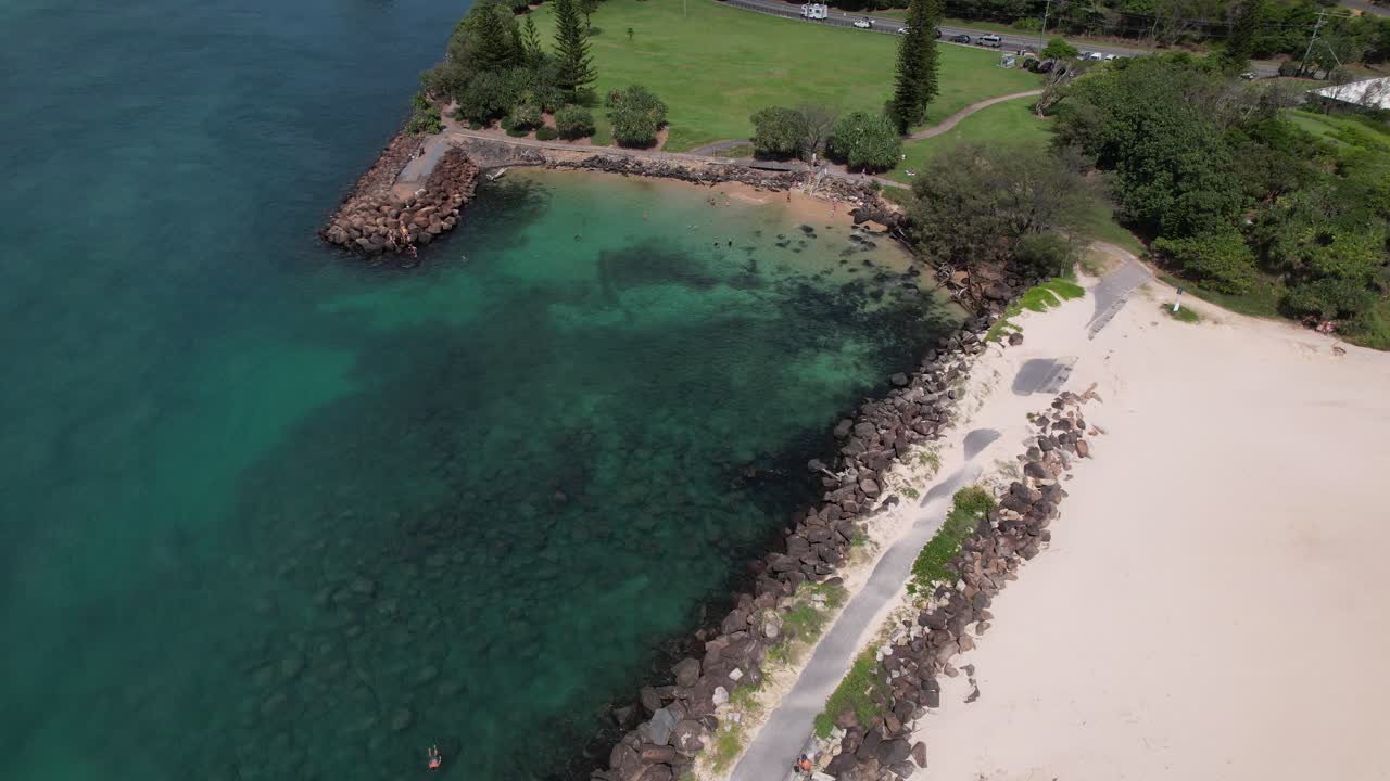 Little Duranbah Beach And Duranbah Beach In NSW, Australia - Aerial Drone Shot