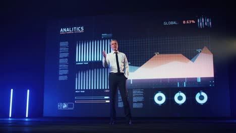 confident man explaining business analytics process