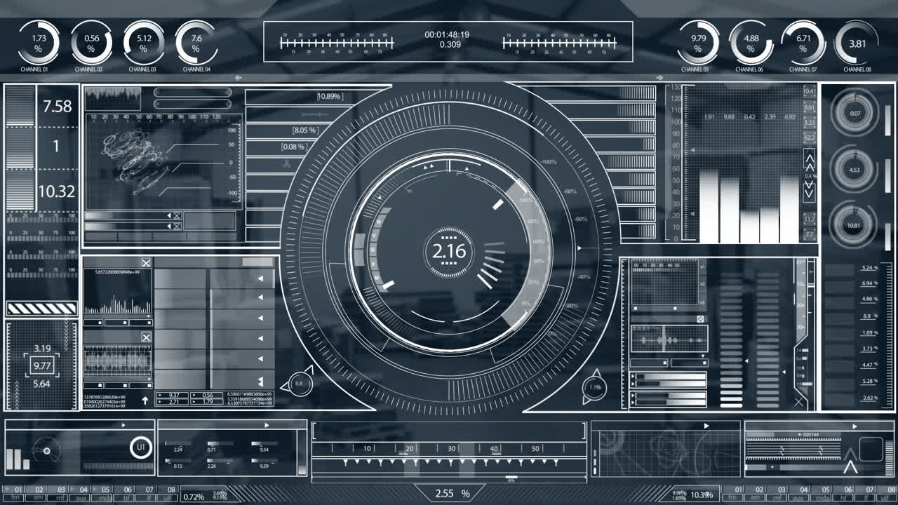 Animation of digital data processing over screens