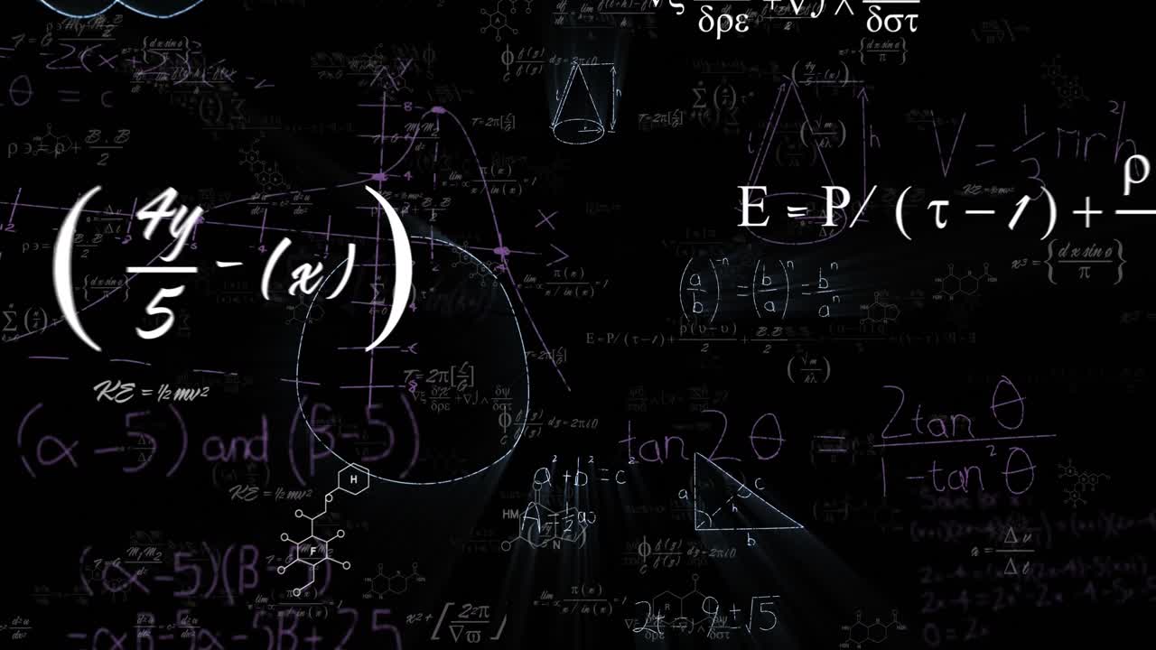animación de ecuaciones matemáticas sobre un fondo negro