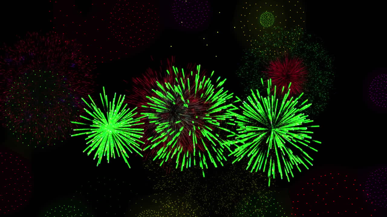 Animation of fireworks on black backrgound