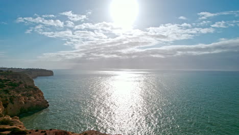 Seaside view of the coastline in Benagil, Lagoa, in the southern region of Portugal, the Algarve