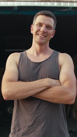 confident worker in a garage