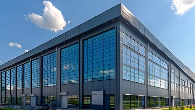 Edifício comercial moderno com fachada de vidro