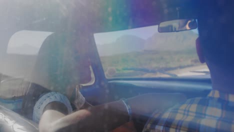 Young-couple-on-a-road-trip-in-their-pick-up-truck