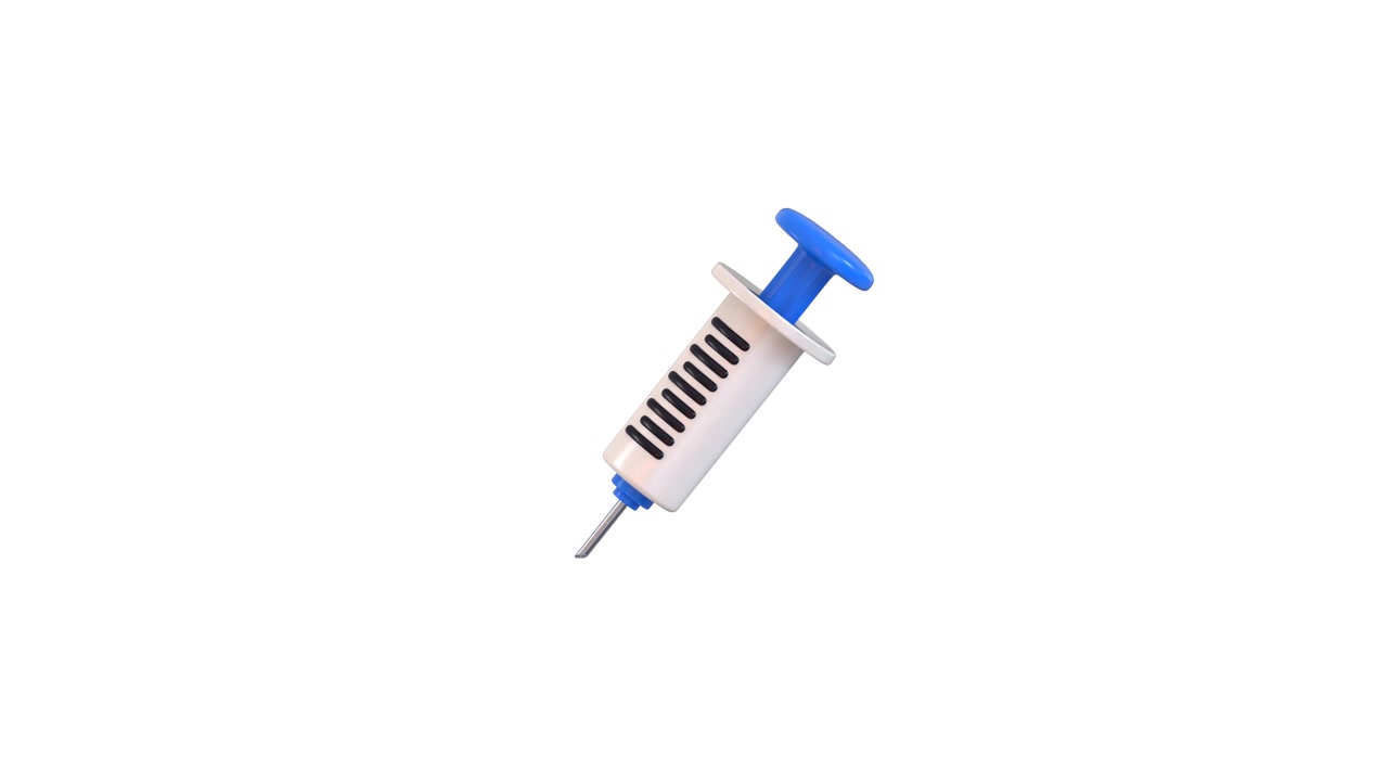 3D Rendered Medical Syringe Rotating Against a White Background
