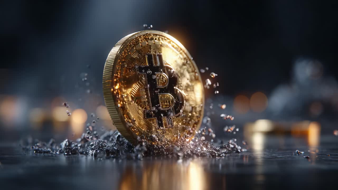 A Stunning Visual of a Bitcoin Coin Surrounded by Droplets, Capturing the Essence of Cryptocurrency Investment and Digital Finance in Modern Economies