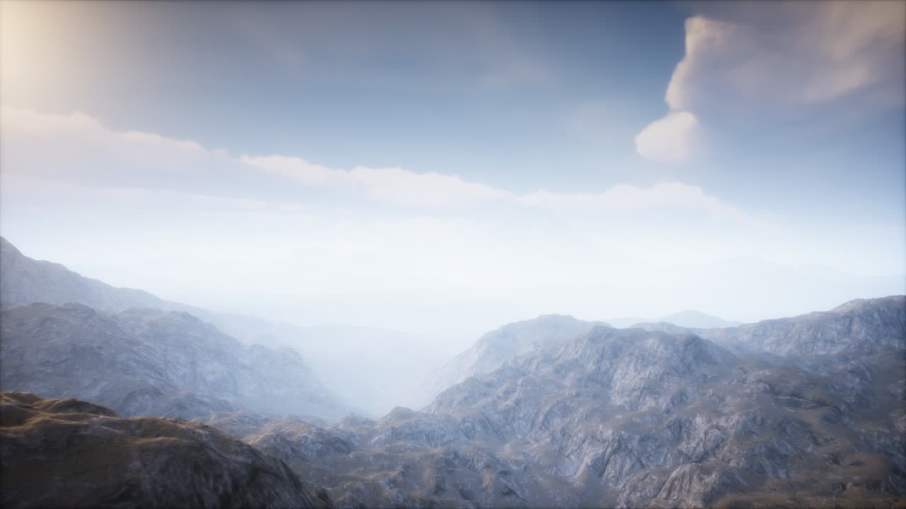 paisaje del cráter del volcán con niebla