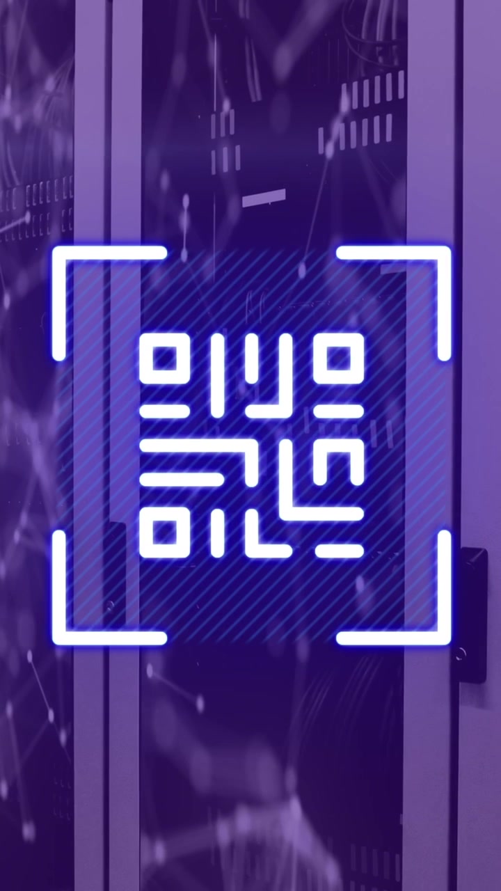 Animation of qr code over server room