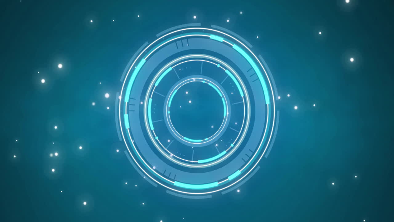 animación de escaneo de alcance y luces brillantes sobre fondo azul