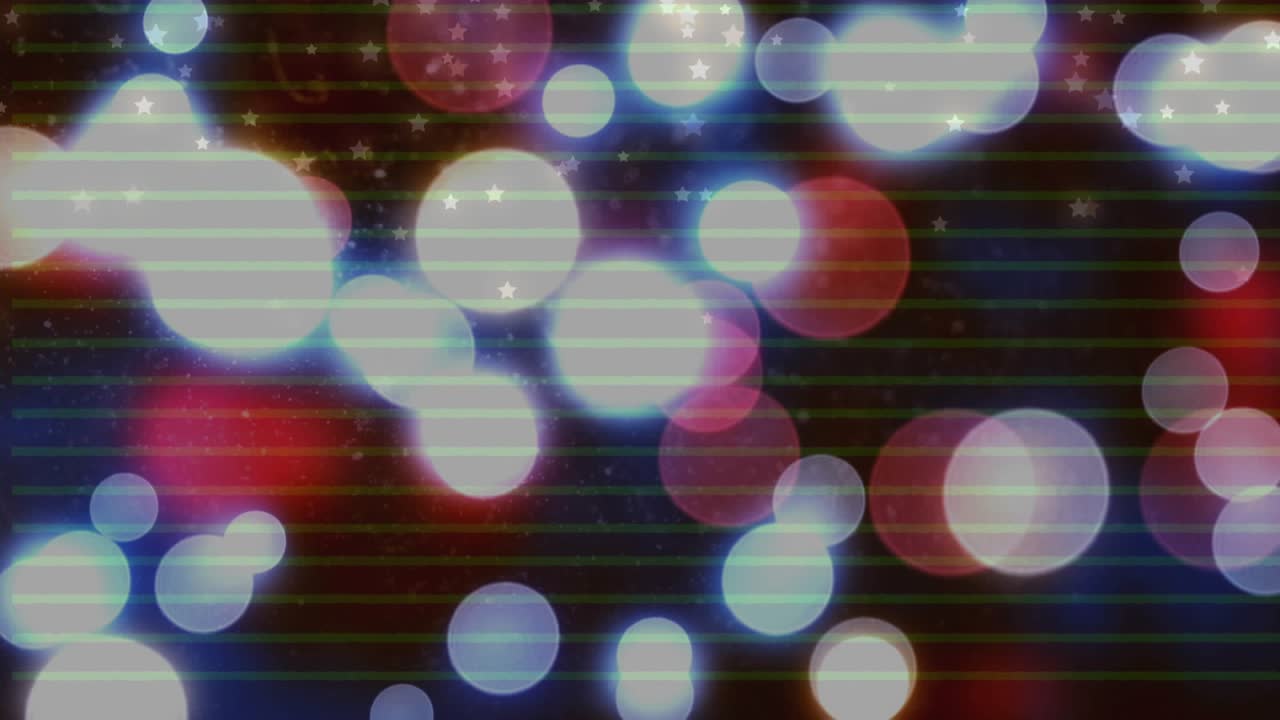 Upon clip start orbs drifting and pulsing under scrolling glitch lines, creating glitch screensaver