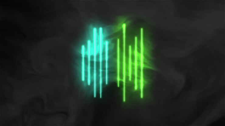Animation abstract neon green and blue lines motion disco background