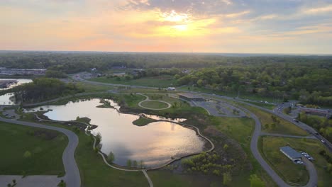 a fishing pond during a beautiful sunrise