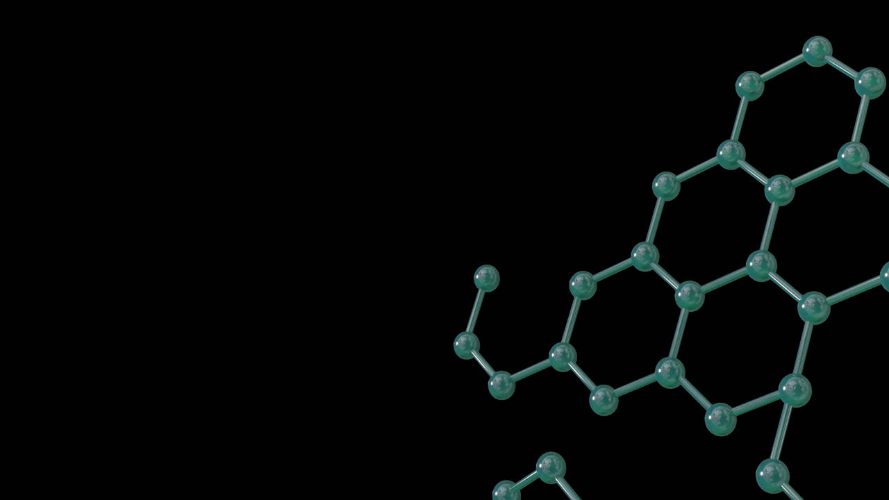 animación de micro 3d de una red de moléculas sobre un fondo negro