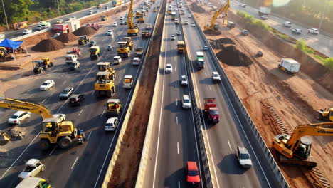 highway construction project with traffic