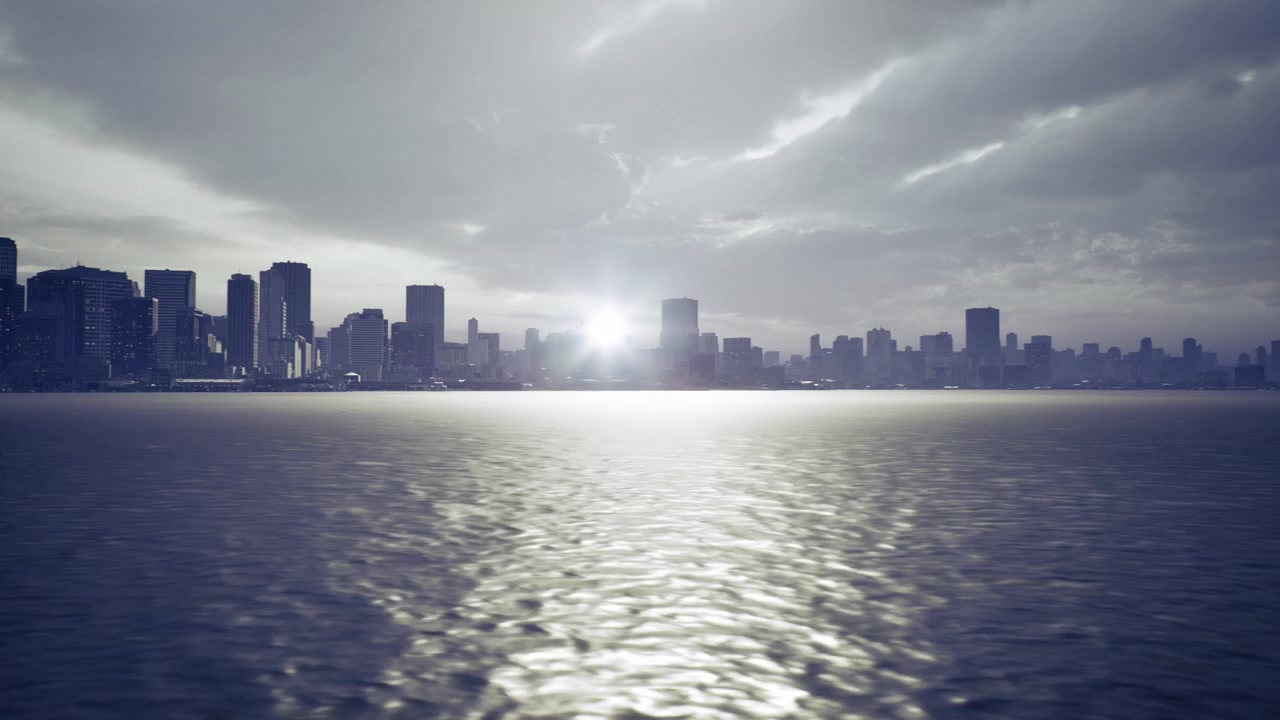 Quiet san francisco silhouette beside tranquil water and light