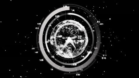 globo giratorio con puntos de datos y gráficos, animación de análisis de datos futurista