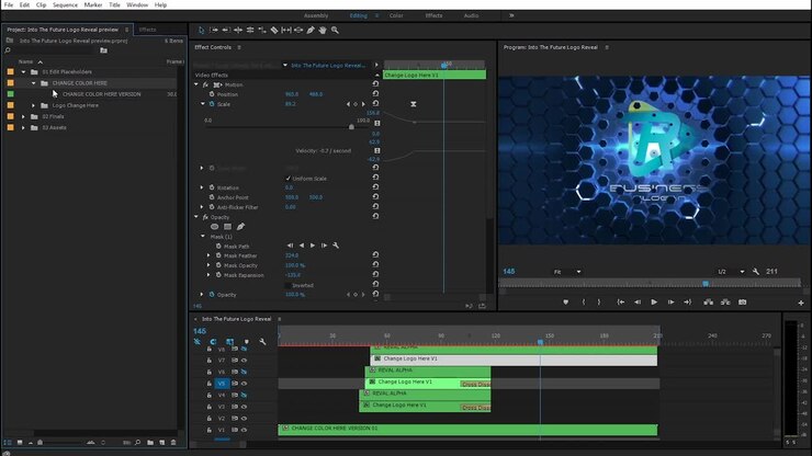 interfaz de software de edición de video