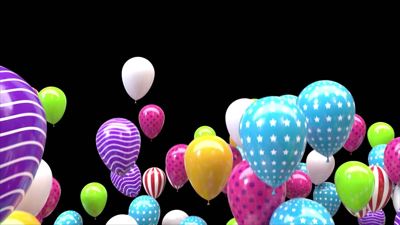 vuelo de globos multicolores transición con el canal alfa