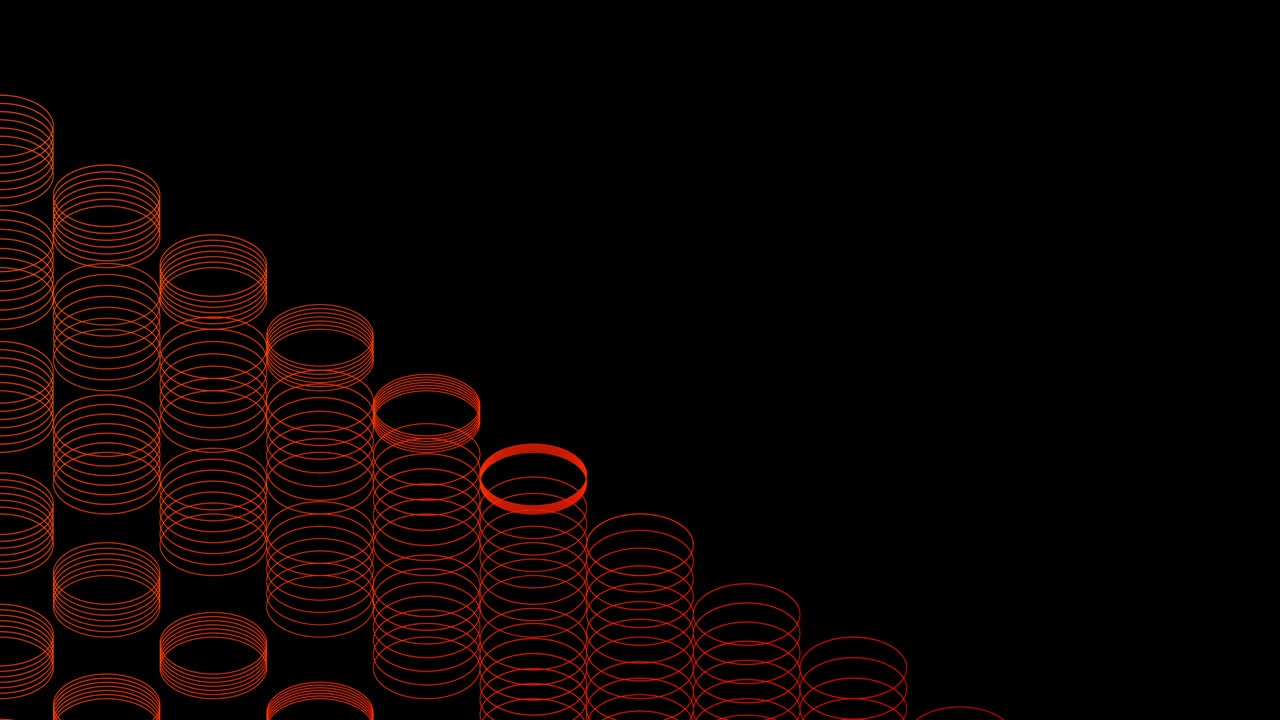 Abstract line 3D virtual isometric circle lighting moving, Technology network digital data transfer concept design, glowing on black background animation 4K