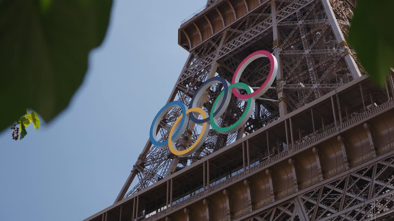 Olympic Rings Displayed on the Eiffel Tower in Paris