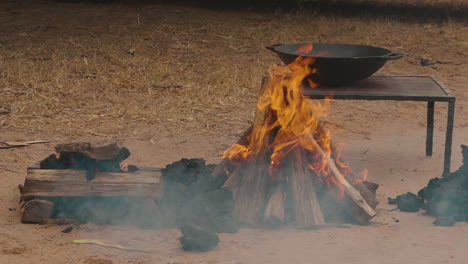 burning wood: slow motion video of tongues of fire and ember smoke