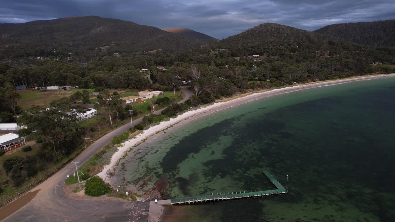 Wedge Bay In White Beach, Tasmania, Australia - Aerial Drone Shot