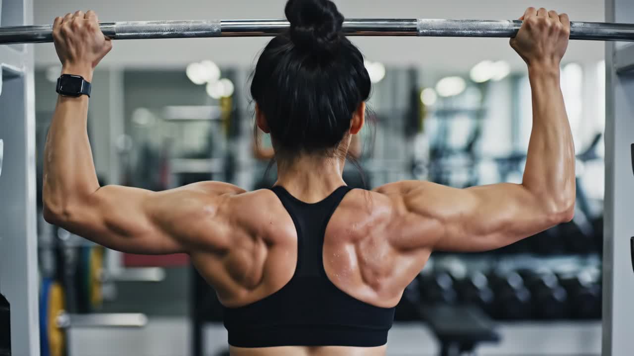 Strong Woman Exercising in Gym