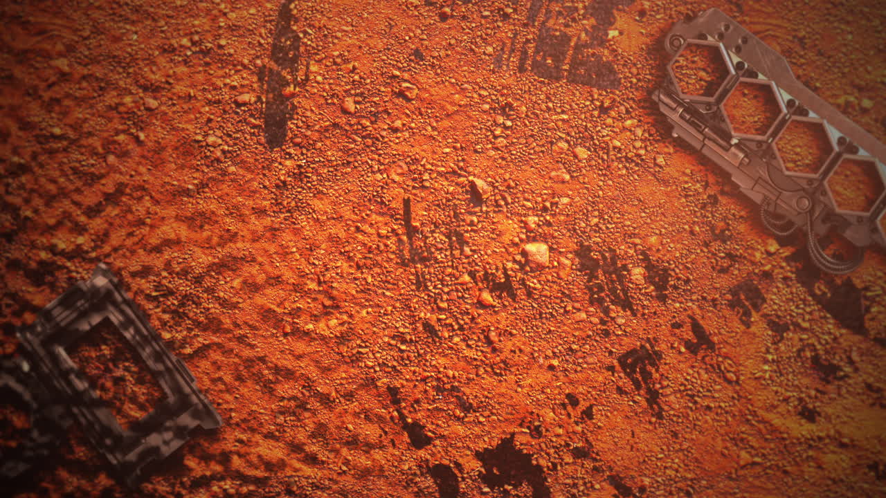 fondo cinematográfico con formas en el planeta marte y cámara de movimiento