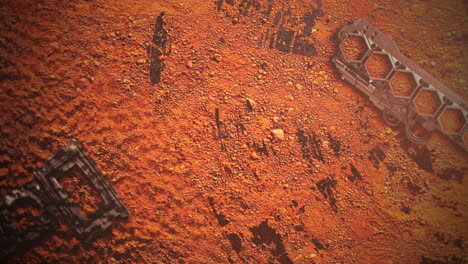 fondo cinematográfico con formas en el planeta marte y cámara de movimiento