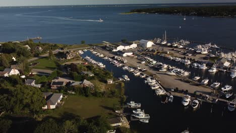 aerial view of shagwong marinas at southampton long island new york