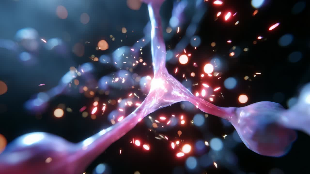 A mesmerizing view of dynamic molecular structures, showcasing vibrant energy bursts and intricate formations, illustrating the fascinating world of cellular interactions and scientific phenomena through stunning visuals