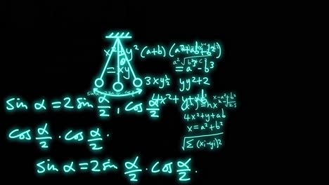 Animation-of-mathematical-formulae-and-scientific-data-processing-over-black-background