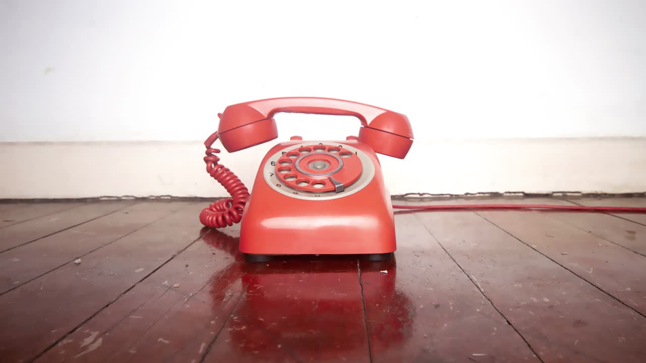 오래된 나무 바닥에 갈고리의 빈티지 전화 울림