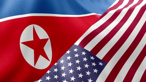 north korea and united states flags together