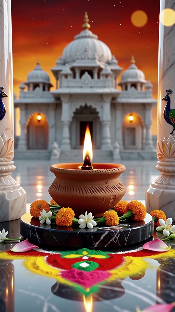 Sfondo del Festival Diwali con lanterne e decorazioni tradizionali Diyas.