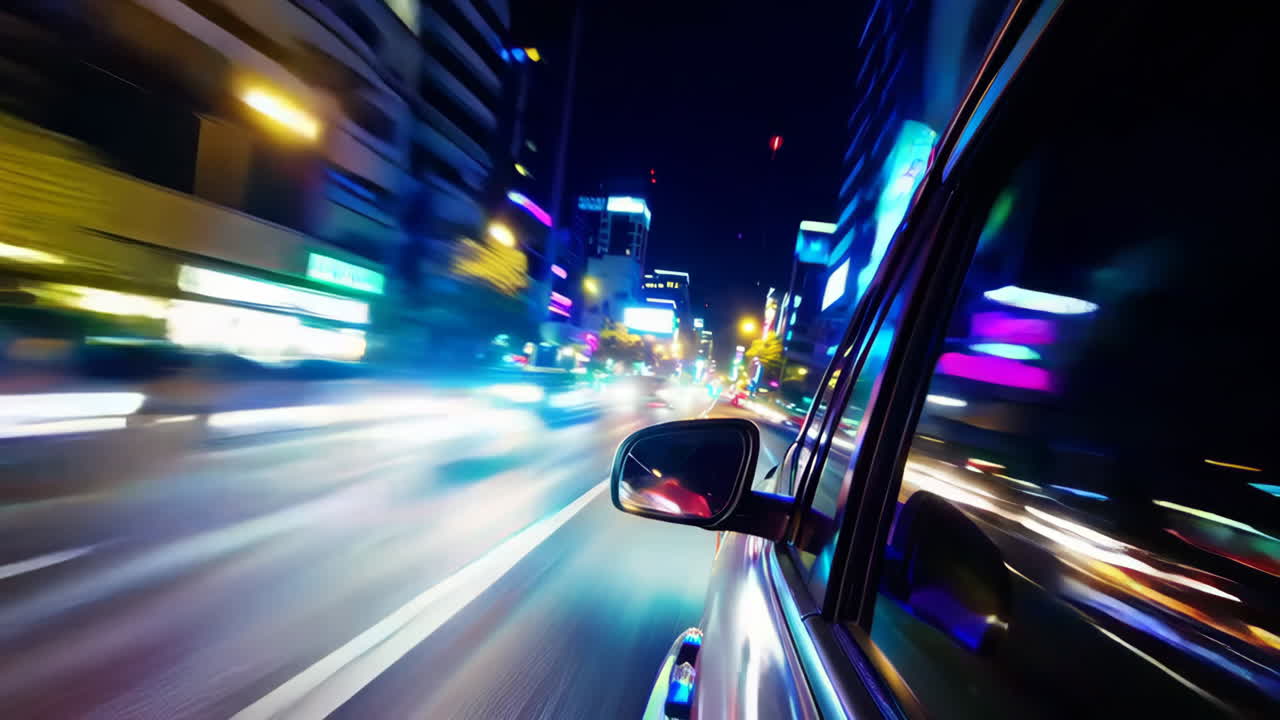 Viaggio notturno attraverso una città vivace
