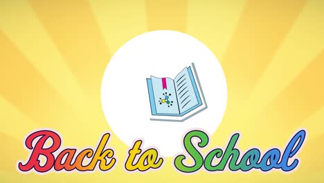 Animation-of-back-to-school-text-over-school-items-icons-on-yellow-background