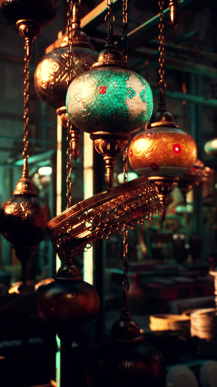 아름다운 터키의 매달린 램프의 클로즈업