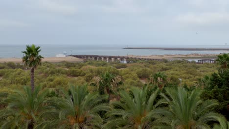 view from the balcony of the beach, the sea, and the resort hotel in huelva, andalusia, spain