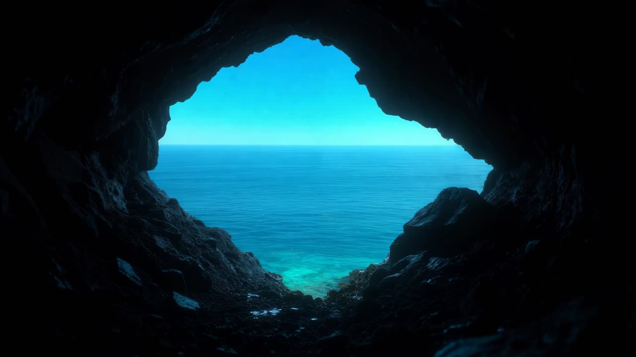 동굴 을 통해 바다 를 볼 수 있다