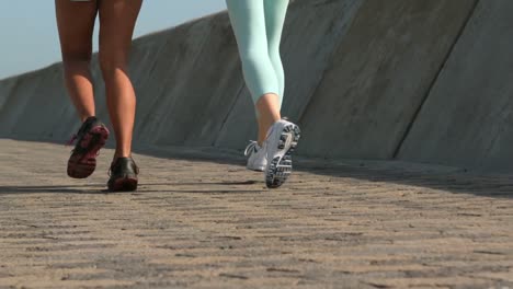 Two-fit-women-running-together