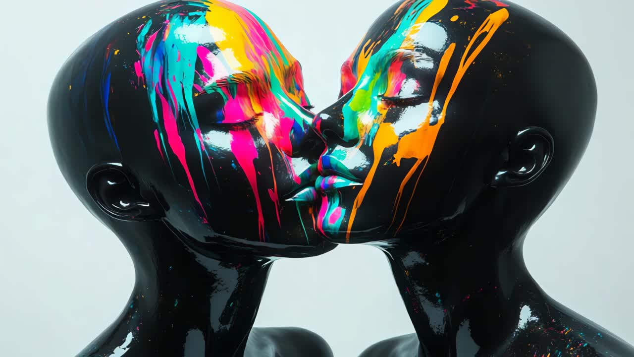 Colorful Abstract Paint on Mannequin Heads