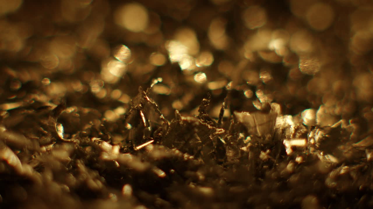 Golden color metal fillings in macro